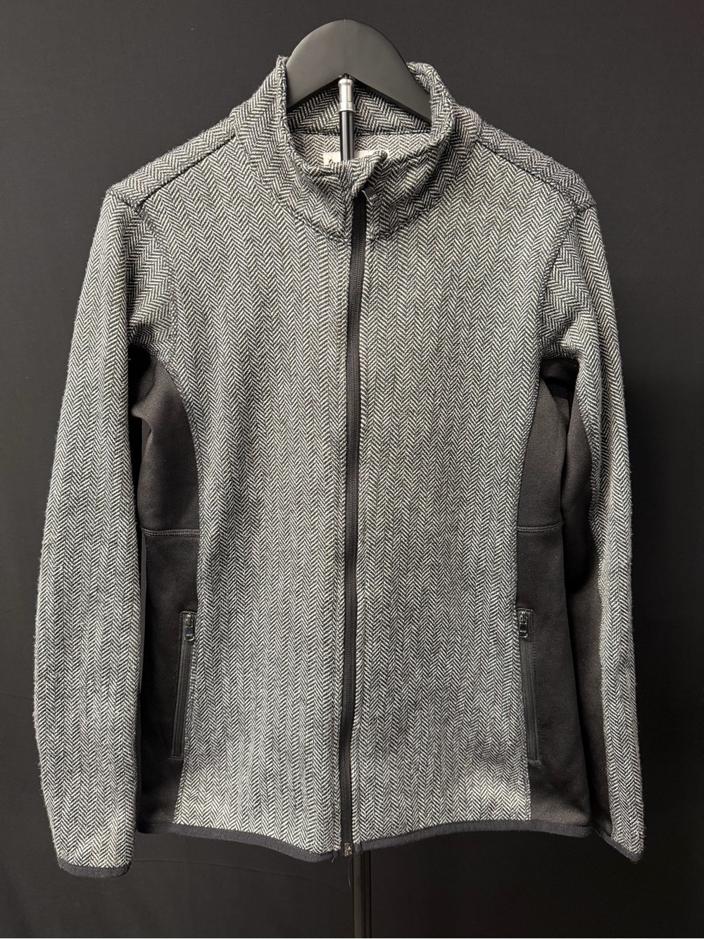 Marc New York Black & White Herringbone Utility Zip Jacket Minimalist Size M